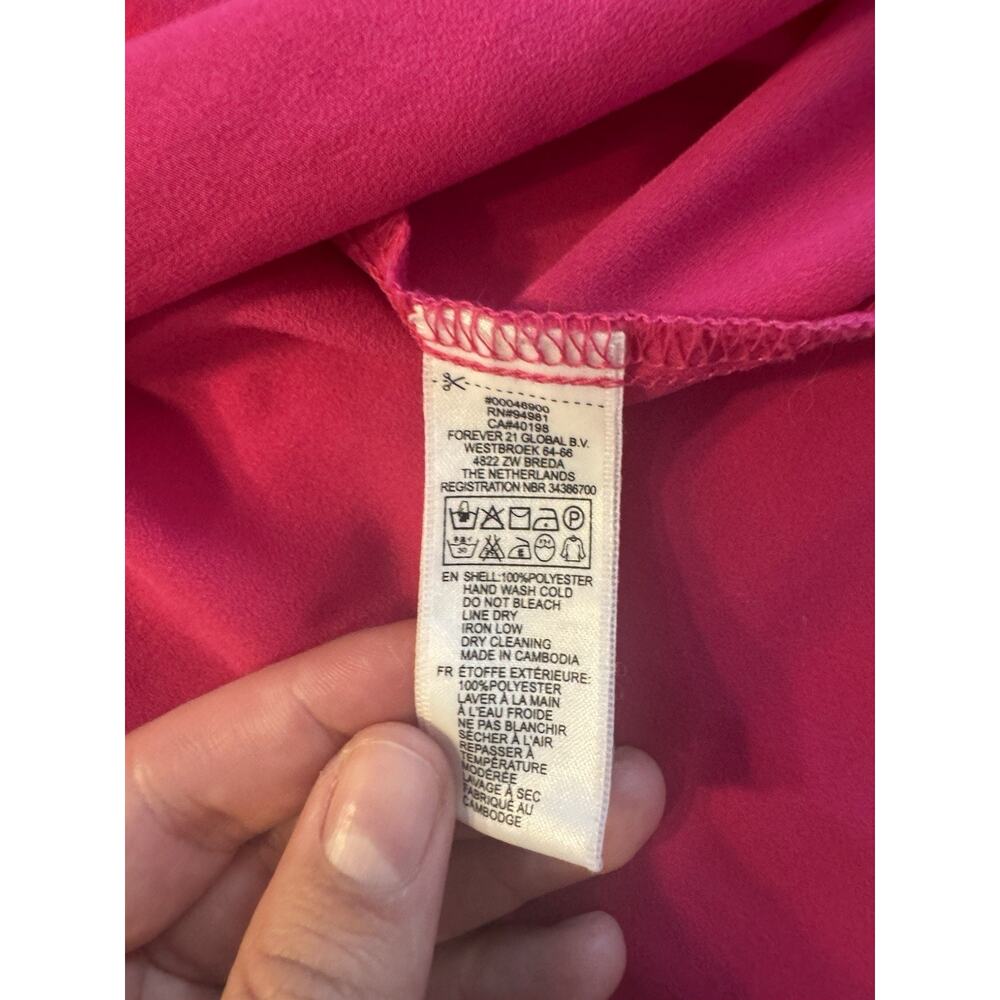 Forever 21 Cami Camisole Pink Large Pleated Front V-neck Fuschia Old Money - Picture 5 of 7